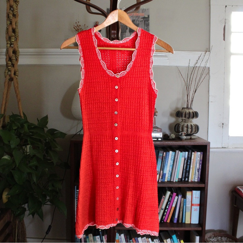 Commense red knit sleeveless mini dress